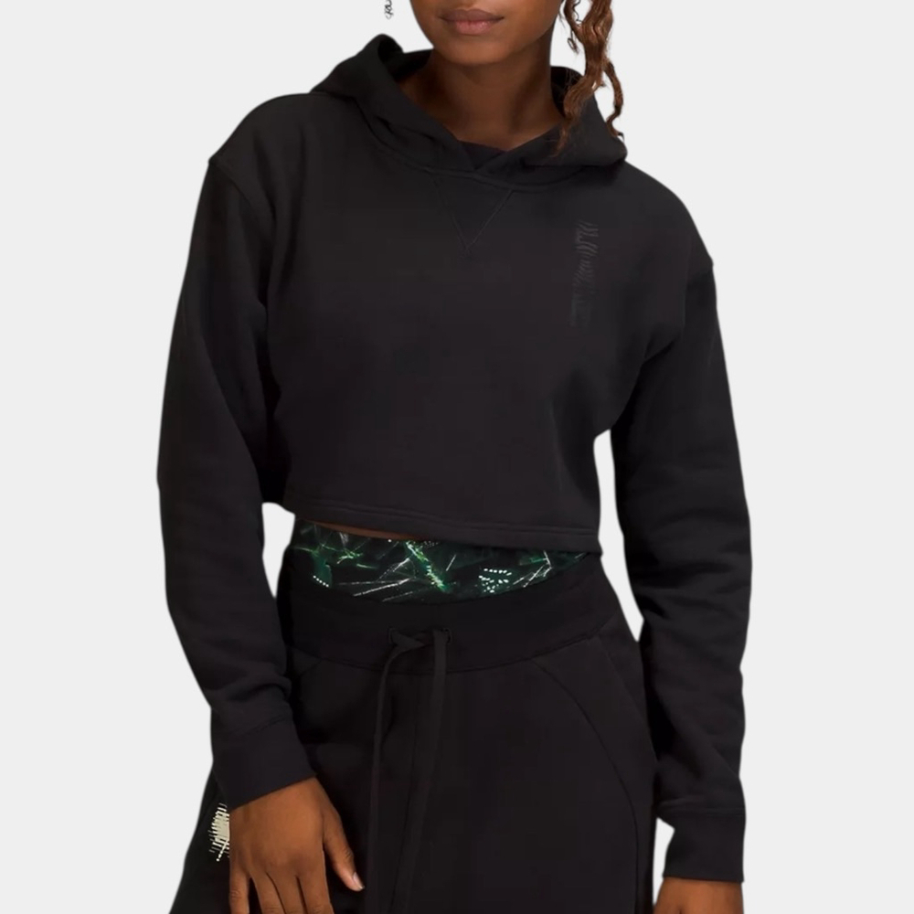 LULULEMON Team Canada All Yours Black Cropped Hoodie, Olympic Top, Sz 8